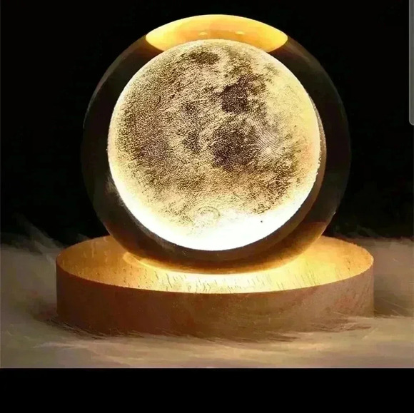 Other - Moon night light with wooden base. Please read the details .